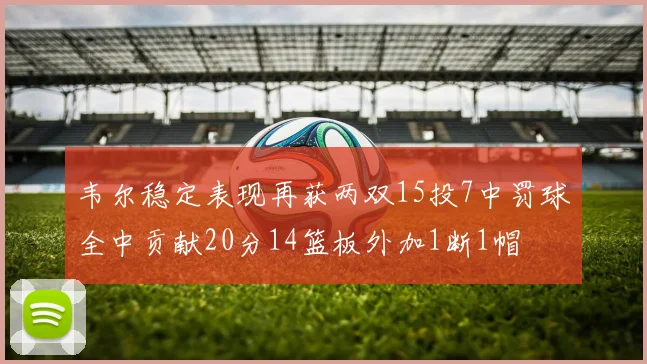 韦尔稳定表现再获两双15投7中罚球全中贡献20分14篮板外加1断1帽